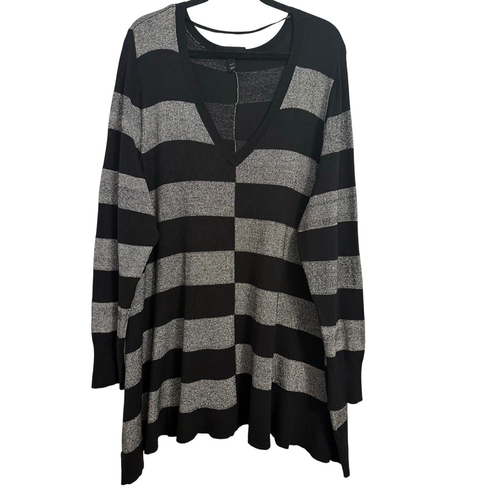 Lane Bryant Women's Plus 3X Glitter Stripe Lightweight Asymmetric Tunic Sweater‎